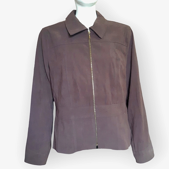 Jessica NWT size 14 suede look zip up collared lined light jacket - Picture 1 of 10